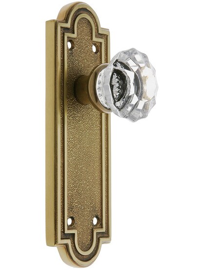 Belmont Plate Set With Astoria Crystal Door Knobs Antique Brass.